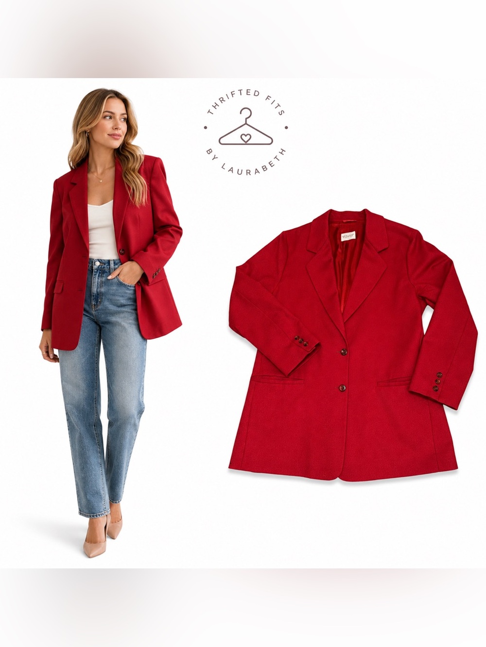 United Colors Of Benetton Red Single-Breasted Blazer